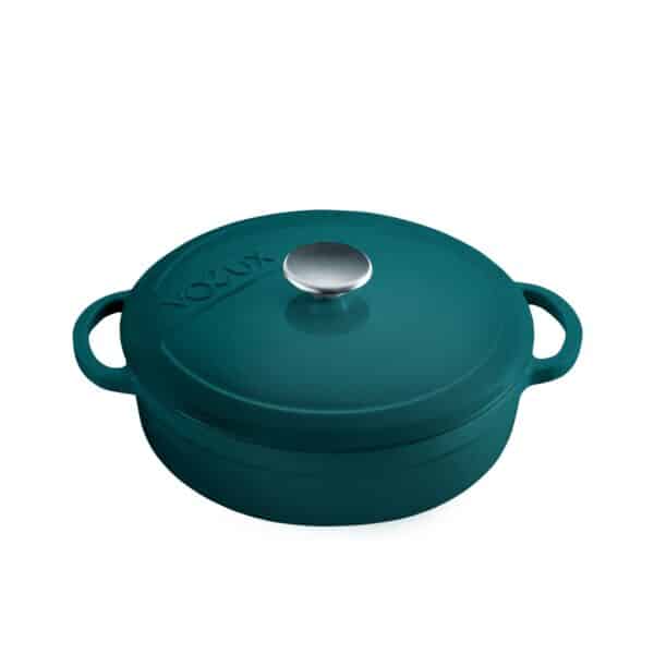 Voeux Profond Shallow Cast Iron Pot 28 cm Blue - -Voeux Kitchen