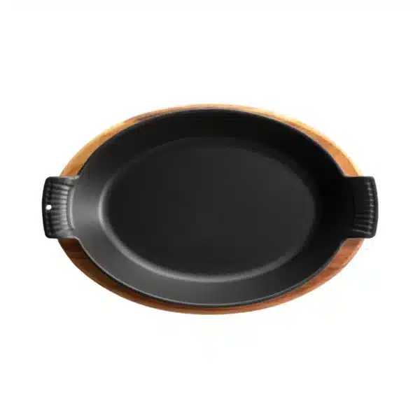 Voeux Kitchenware Amusant Oval Handle Pan 20cm Orange & Wooden Hot Pad - -Voeux Kitchen