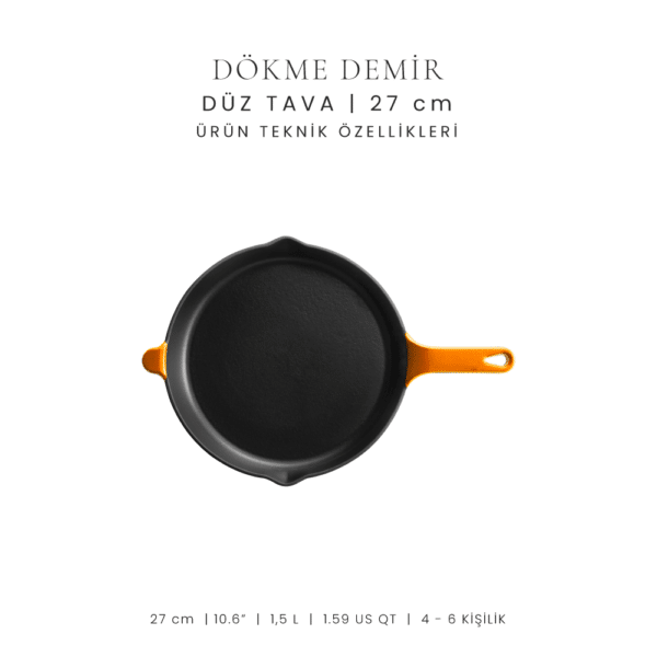 Voeux Amusant Düz Döküm Tava 27 cm Turuncu - -Voeux Kitchen