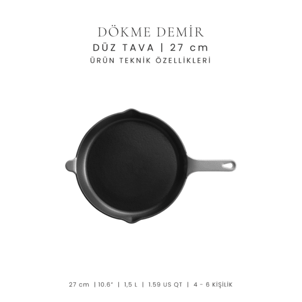 Voeux L'Amour Flat Cast Iron Pan 27 cm Red (Kopya) - -Voeux Kitchen